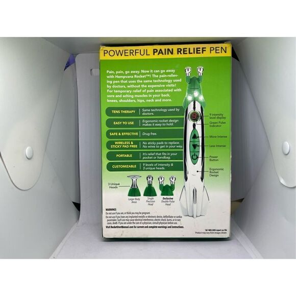 Hempvana Rocket Tens Therapy Pain Relief Pen - Silver/Green - Picture 2 of 4